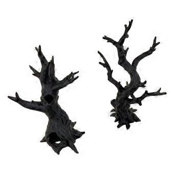 Small Land Crustacean Habitat Accessories and Salticid Climbing Trees, 2Piece Spiders Hiding Cave with Openings and Branching Forms  Black