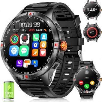 Military Smart Watch for Men 1000mAh Long Battery IP68 Waterproof 1.46'' HD Display Compass Heart Rate Calling Outdoor Sports