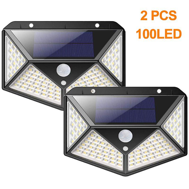Solar Light Outdoor 100 LED 270o Motion Sensor Security Solar Wall Light (2 Pack)
