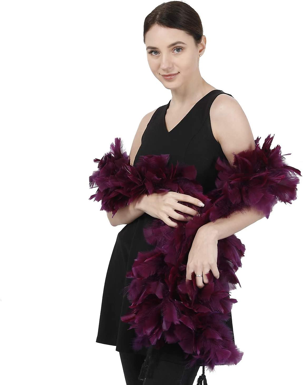 2 Yards 200g Large Fluffy Turkey Ruff Feather Boa Deep Purple