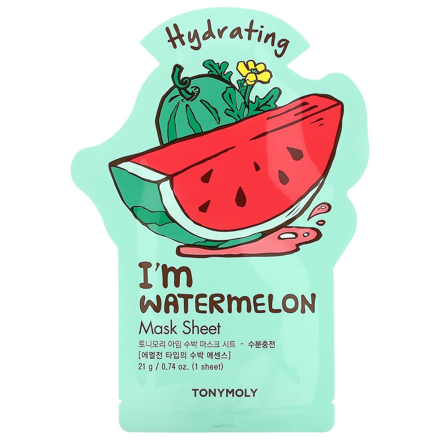 Tony Moly, بطيخ، ورقة قناع الجمال المرطب، 1 ورقة، 0.74 أونصة (21 جم)