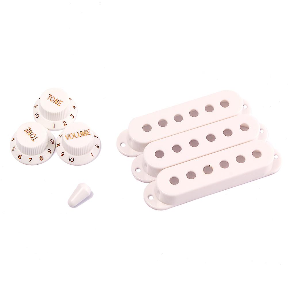 Strat Guitar Pickup Covers Knobs Switch Tip Set for Stratocaster Replacement Accessory Kit White