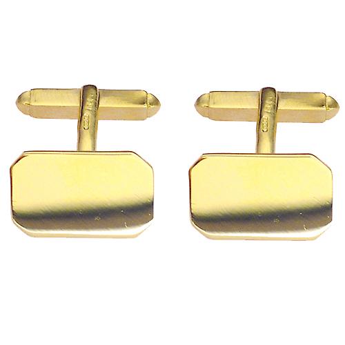 9ct Gold 18x12mm cut corner plain swivel Cufflinks