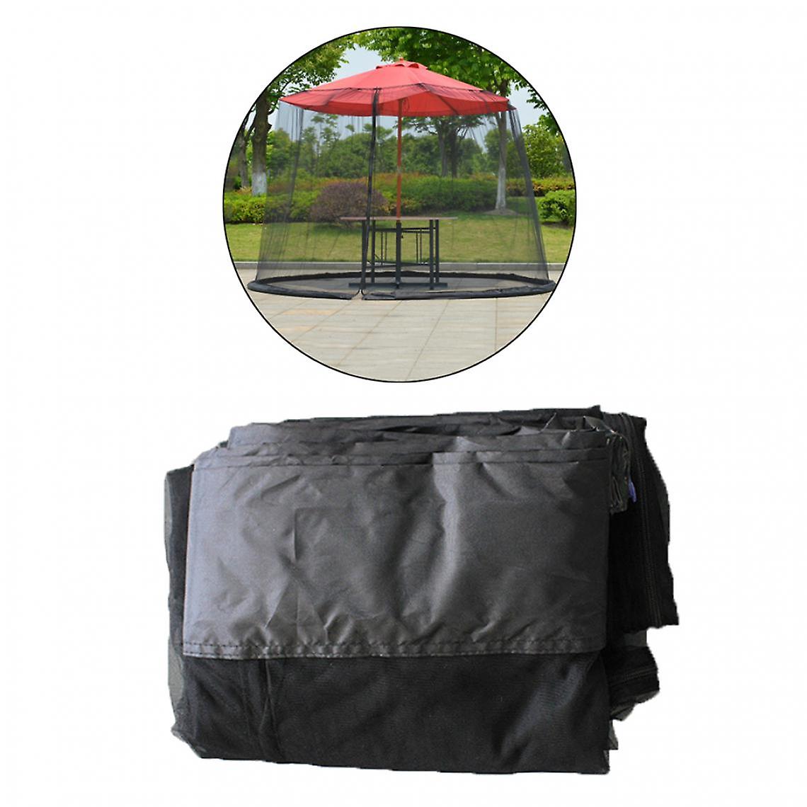 Parasol Mosquito Net Bug Parasol Zipper Entry Dia 3m For Patio Black