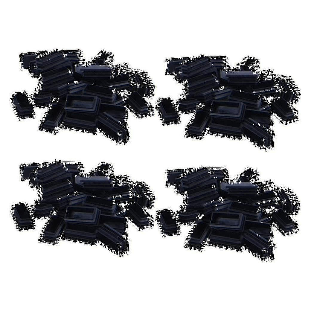 Plastic Rectangle Blanking End Tube Caps Inserts 25x50mm 120pcs Black