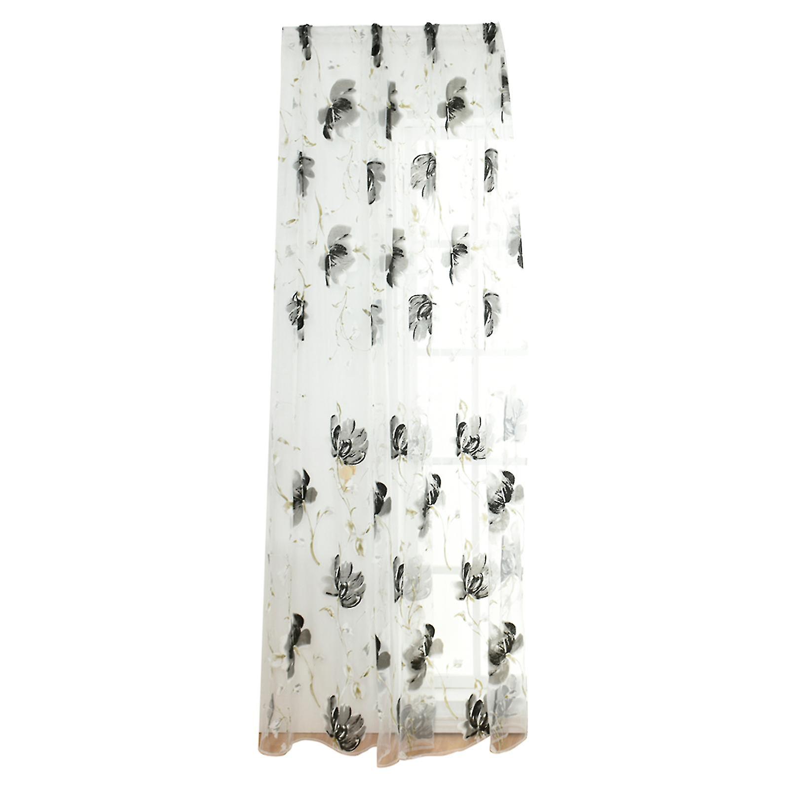 Vorhang Blumendruck durch Stab Polyester Transparenter Fenstervorhang für Balkon