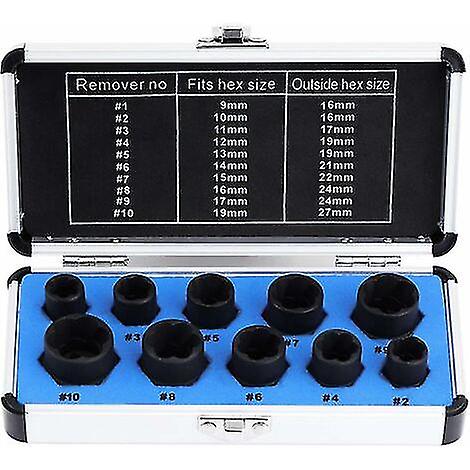 Socket Sets, Nut Extractor, Damaged Bolt Extractor Socket Set 9-19mm (10pcs)