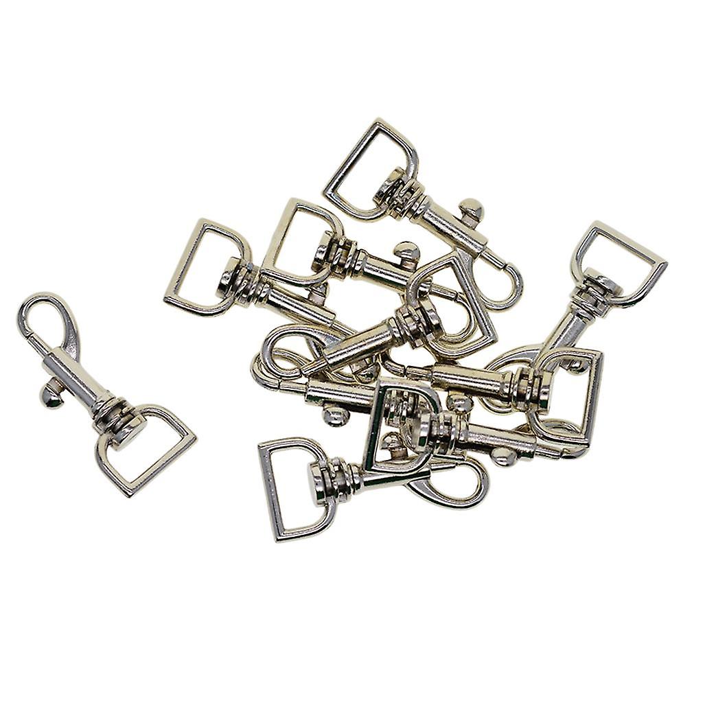 10 Pcs Fine Swivel Snap trigger key bag Clasp hook 0.5inch D ring silver
