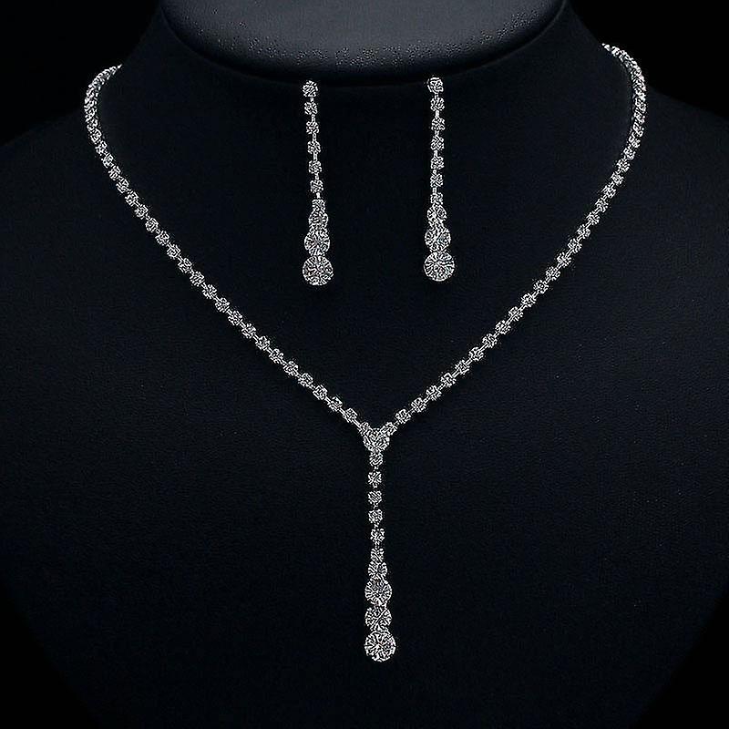 Conjunto de aretes de collar de gota de circón de moda