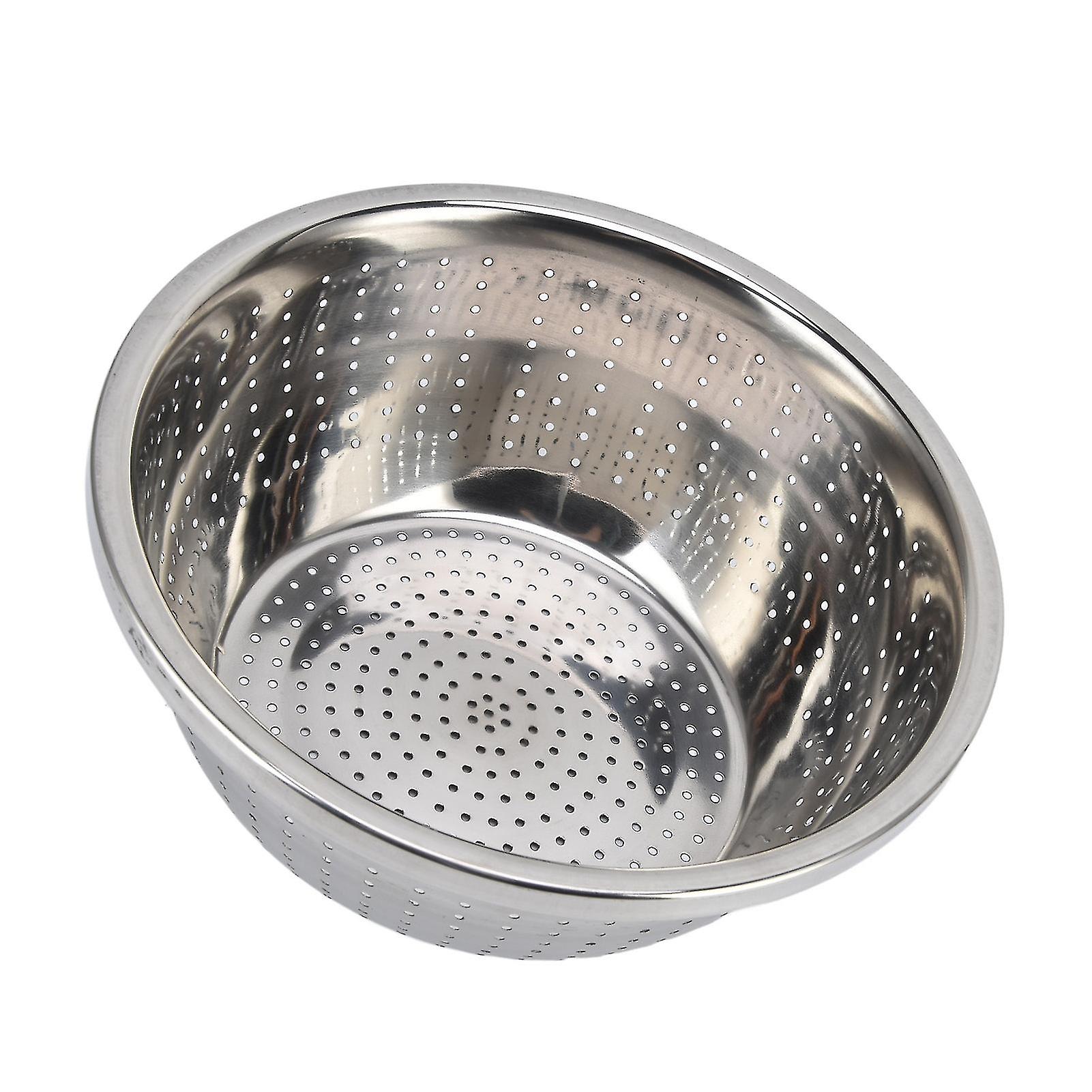 Silver Stainless Steel Multifunction Vegetable Washing Basket, Rustproof Kitchen Household Colander for Efficient Food Prep and Cleaning(26cm)