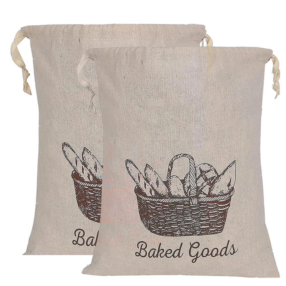 Bread Bags For Homemade Bread 2 Pack-Linen Bread Bag Reusable Natural, Bread Loaf Bags, Reusable Pr