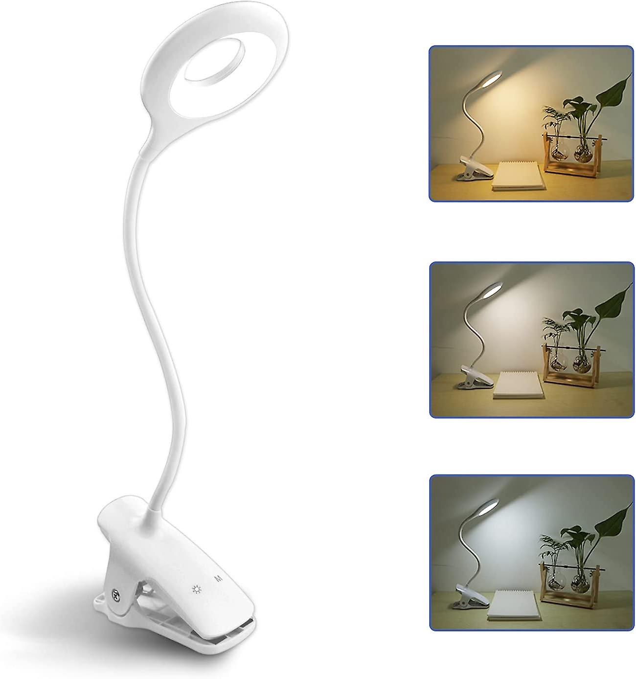 2023 - Rechargeable Wireless LED Desk Lamp, 3 Color and 3 Dimmable, Touch Bedside Lamp with Clip for Kids