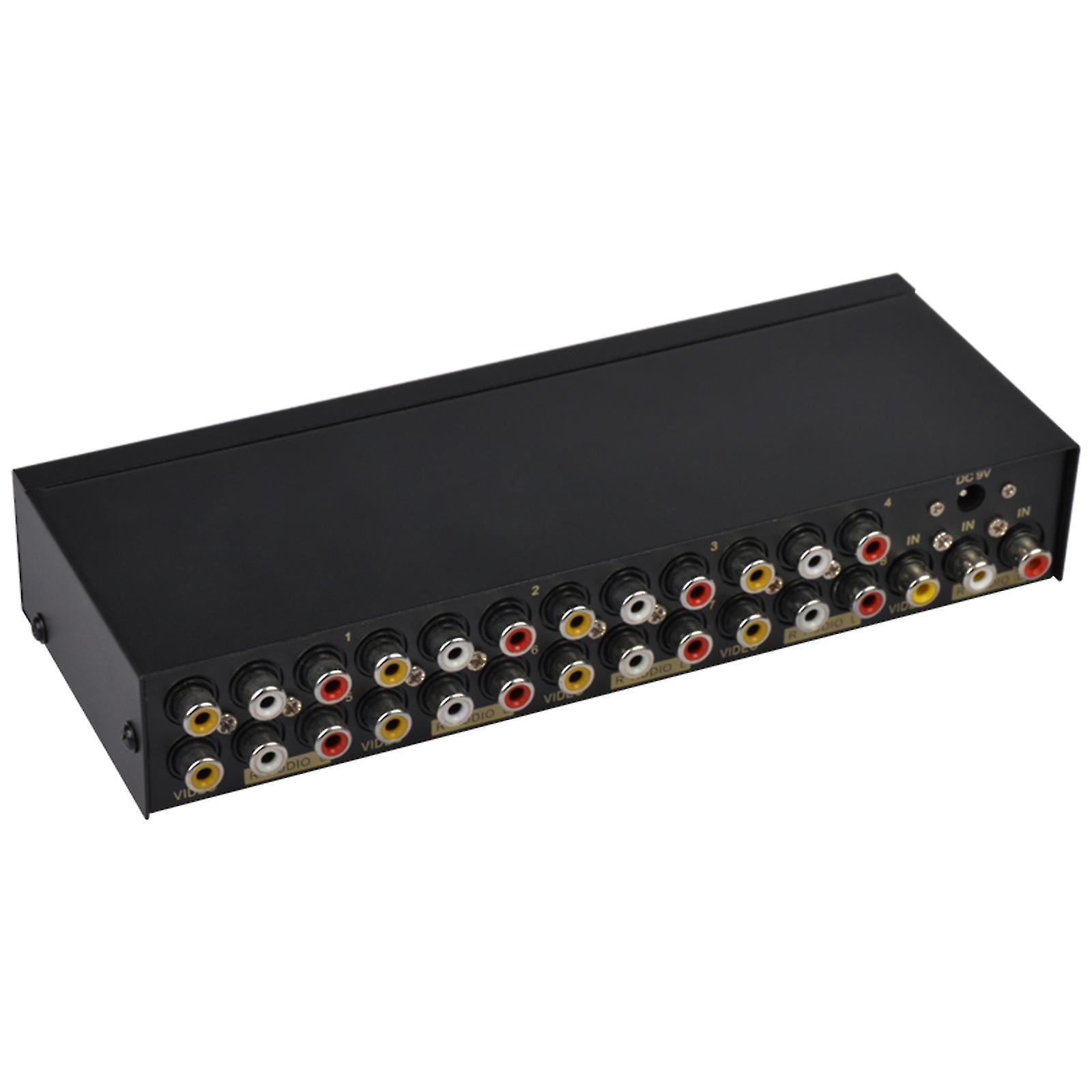 8-way Composite Rca Av Splitter 1x8 Video 1 In 8 Out Splitter Distributor Hdtv