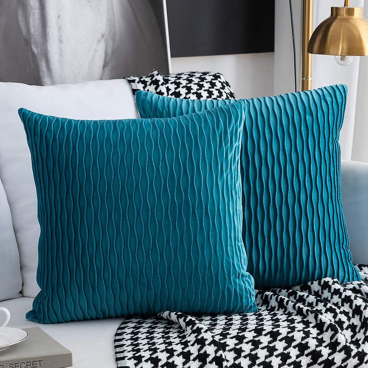2 Decorative Square Rectangular Pillowcases Contemporary Velvet Pillowcases