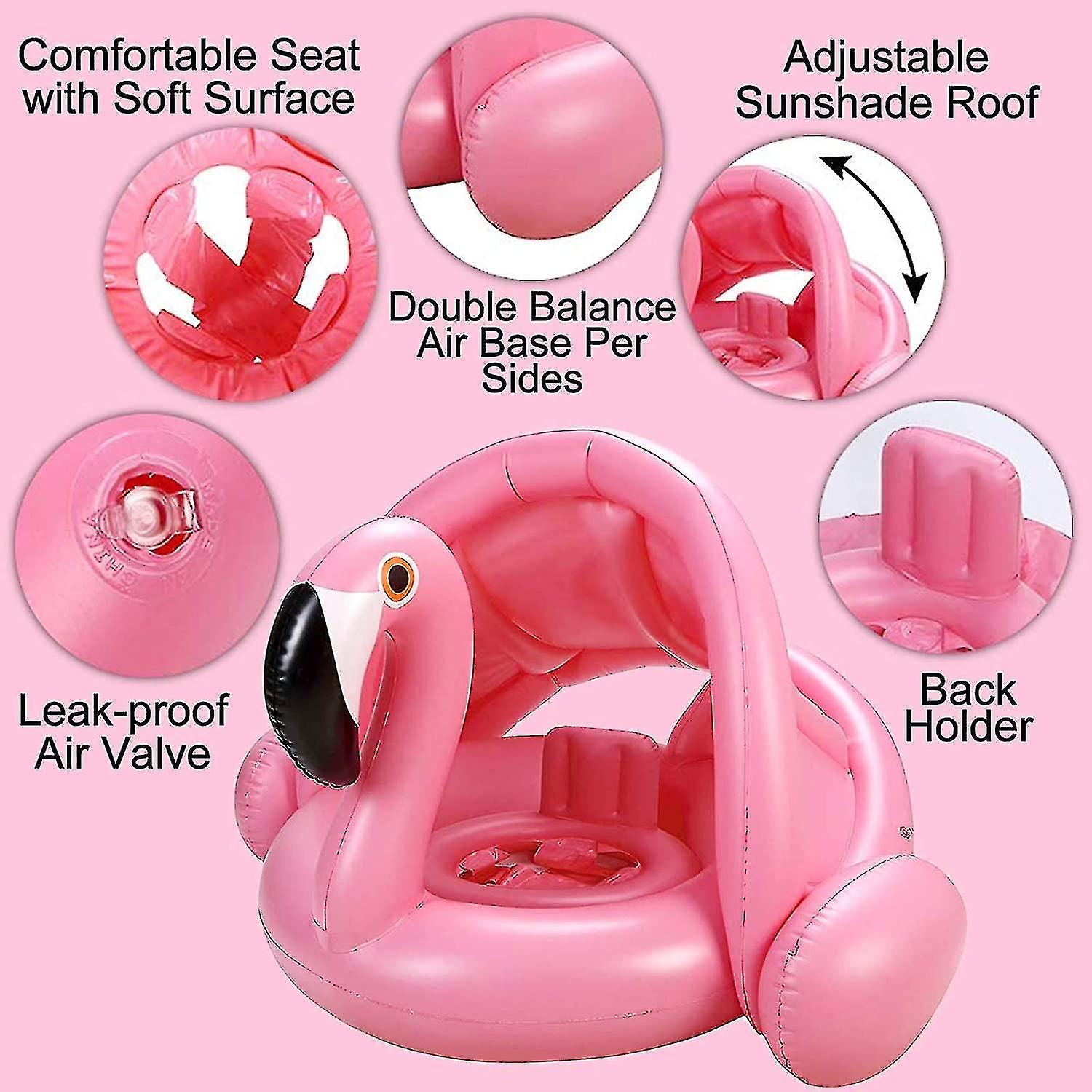 Weefloat Baby Flamingo Float With Canopy Inflatable Pool Float