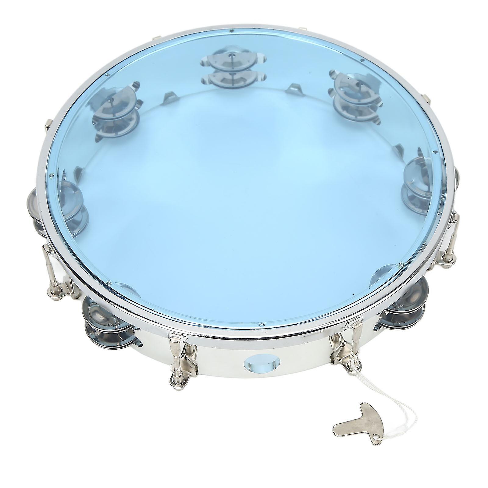 10in Blue Adjustable Tone Double Row ABS Hand Drum - Handheld Percussion Bell