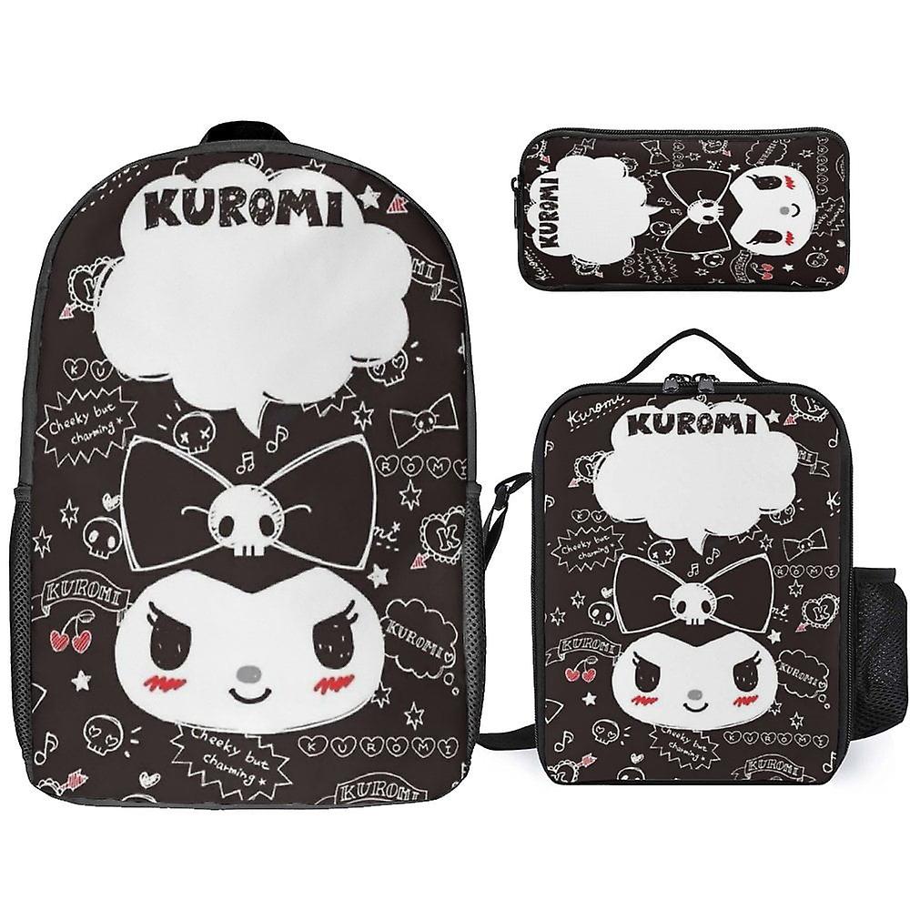 パンククロミバックパックセット漫画バックパックペンケース&ランチバッグランチボックス軽量旅行カジュアルデイパック学用品