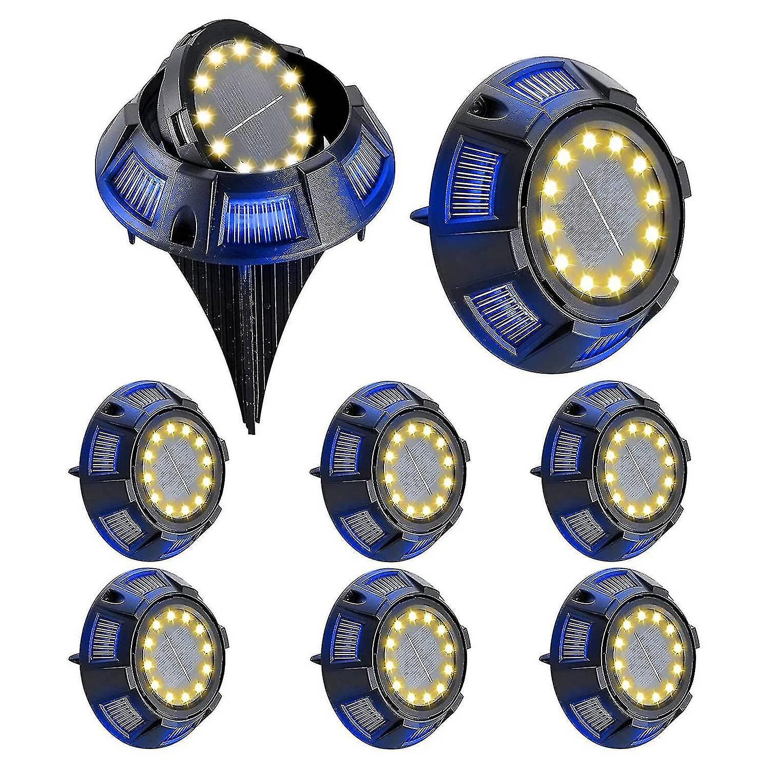 Solar Ground Lights 8 Pack for Patio, Path, Lawn, Yard, Deck, GardenA