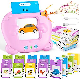 Pink Bear Talking Flash Cards Educational Toys - for 2 3 4 5 6 Year Old Toddlers Boys Girls