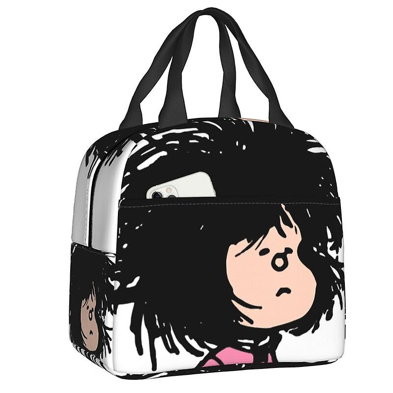 Kawaii Mafalda שקיות אוכל מבודדות תרמיות נשים קריקטורה מיכל ארוחת צהריים לקמפינג בחוץ אחסון נסיעות קופסת בנטו