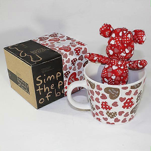 SYNC - [Heart Red] Stuffed Bear Mug (3.3 inch height)
