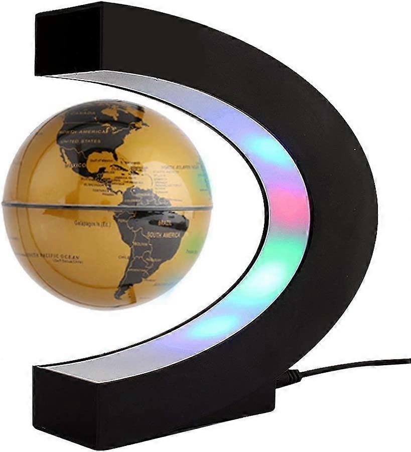 Creative Floating Lighted Earth Globe, C Shape Magnetic Levitation Globe Lamp with LED Lights and Base, for Education/Teaching Demo/Gift (EU Plug)