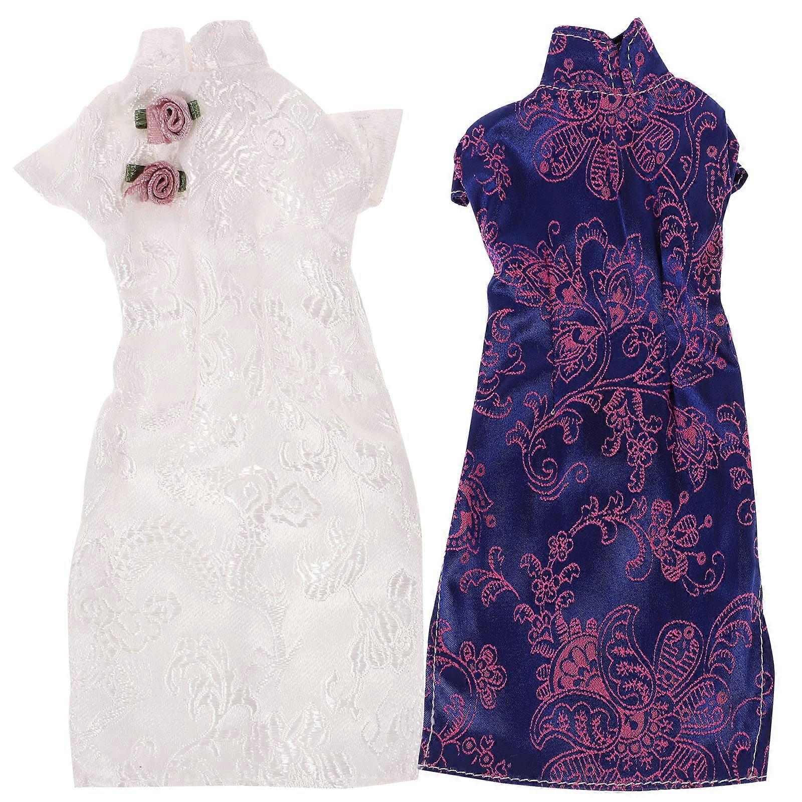 2Pcs Verschleiß-Beständig Puppe Cheongsam Austauschbare Puppe Kleid Wiederverwendbare Puppe Kleidung Mädchen Puppe Kostüm