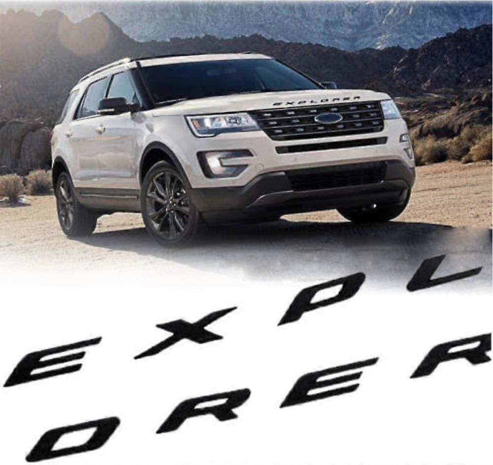 New ABS Front Hood Emblem 3D Letters for 2011-2021 2022 Explorer Stickers - Gloss Black