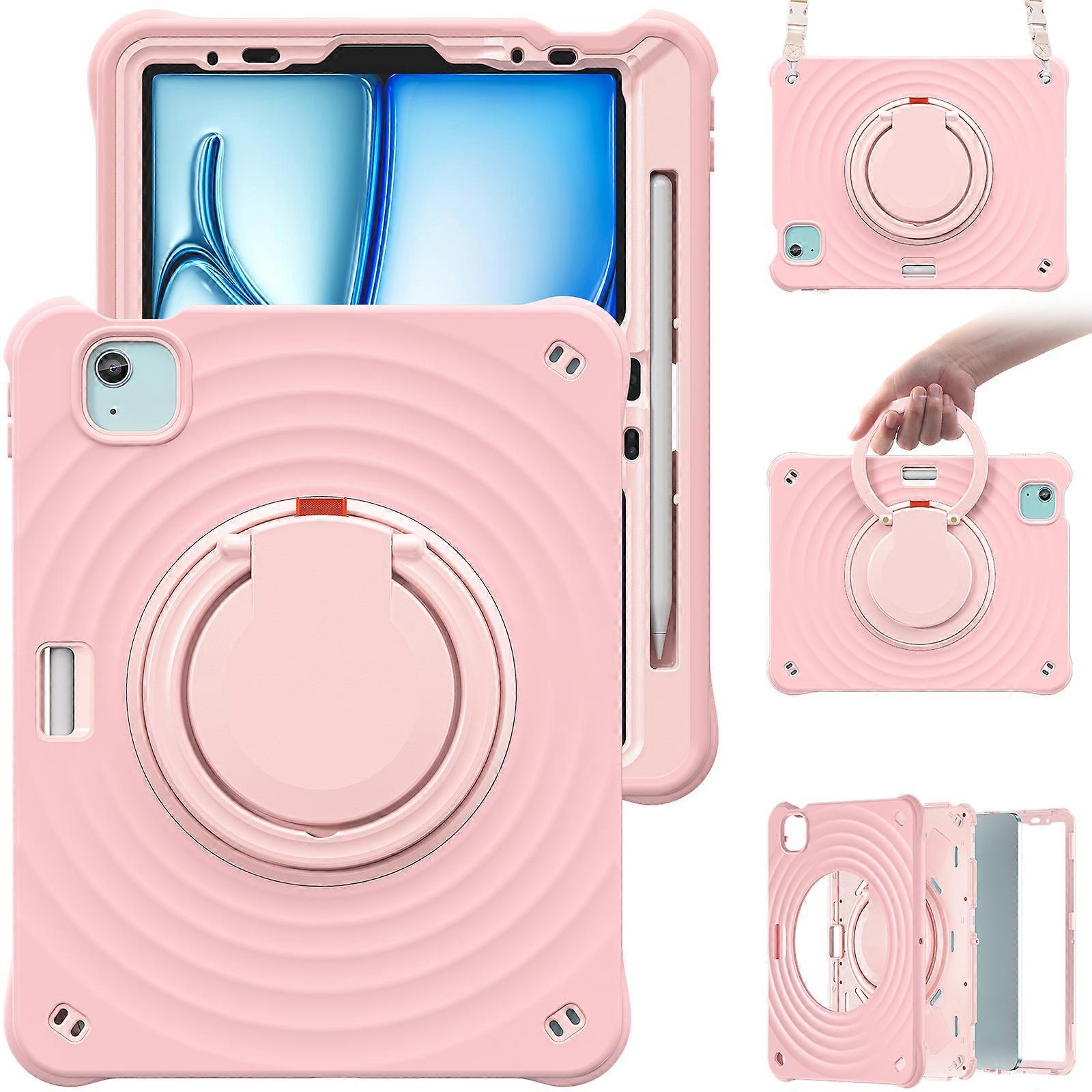 For iPad Air 11 (2024)/ Air (2022/2020)/ iPad Pro 11 (2022/2021/2020/2018) Kickstand Case with Shoulder Strap