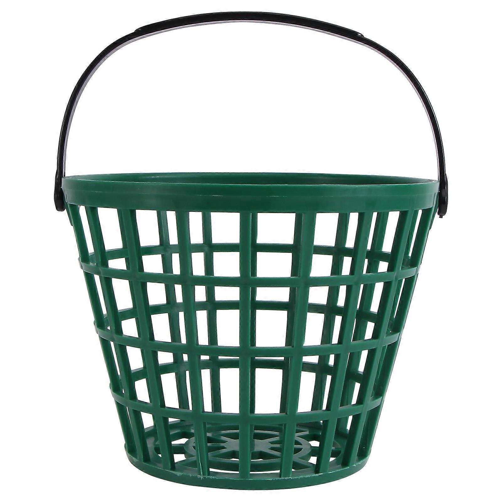 Ball Basket Golfball Container with Handle Ball Holder Contain Stadium Accessories (Green, Can Pack 50pcs)