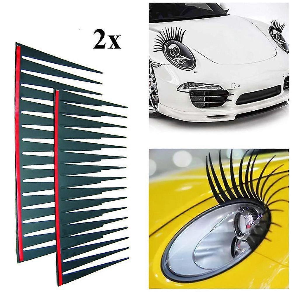 2pcs /set car headlight eyelash stickers 3d charming black false