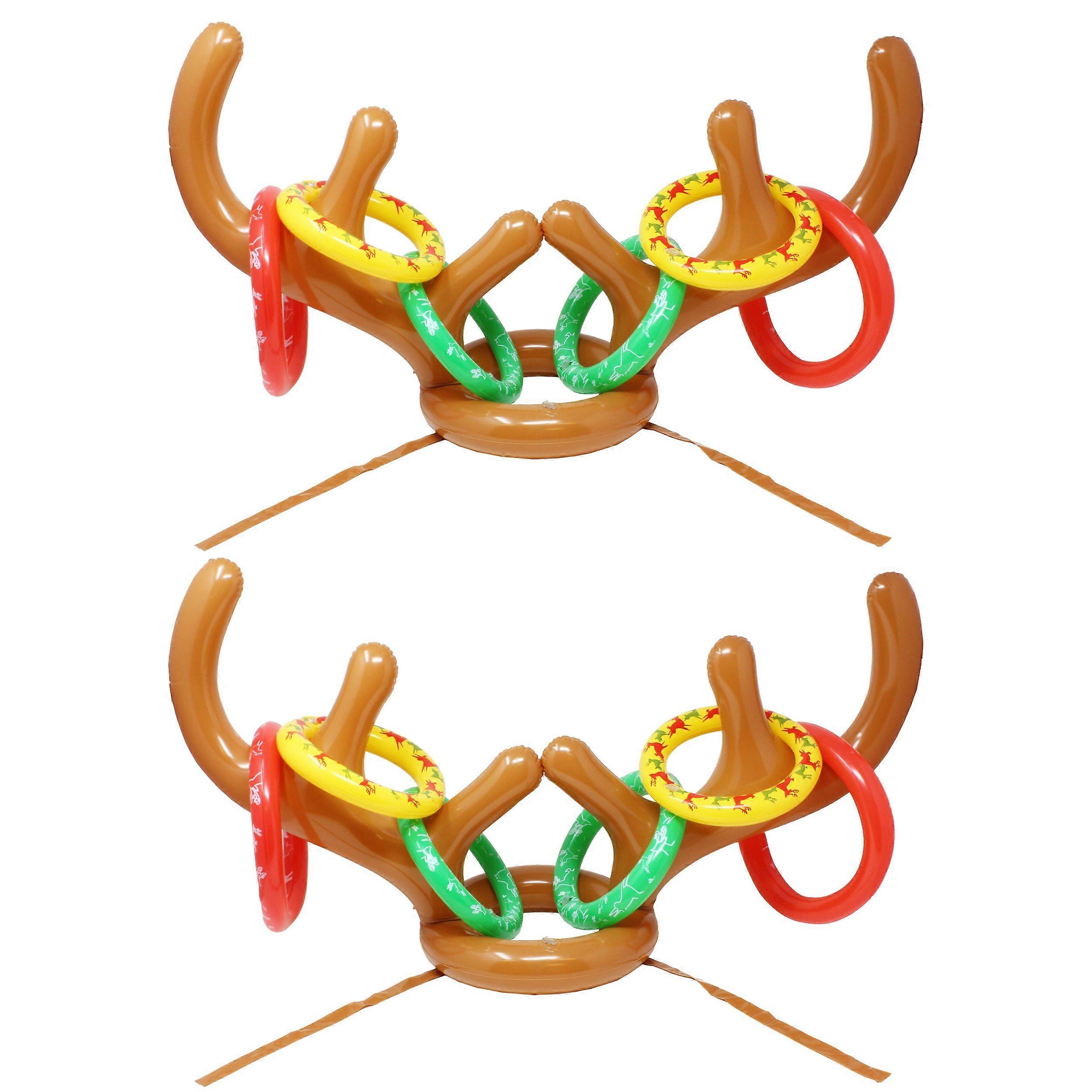 2PCS Inflatable Reindeer Antler Toss Game for Christmas Party-One Size Fit All