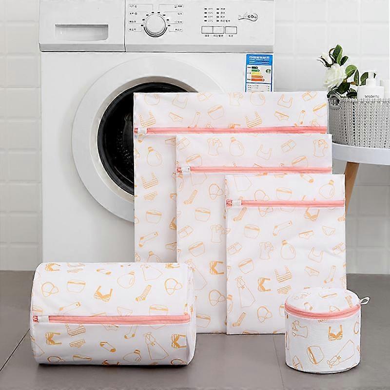 Five-piece laundry care bag with fragrant printing fine mesh