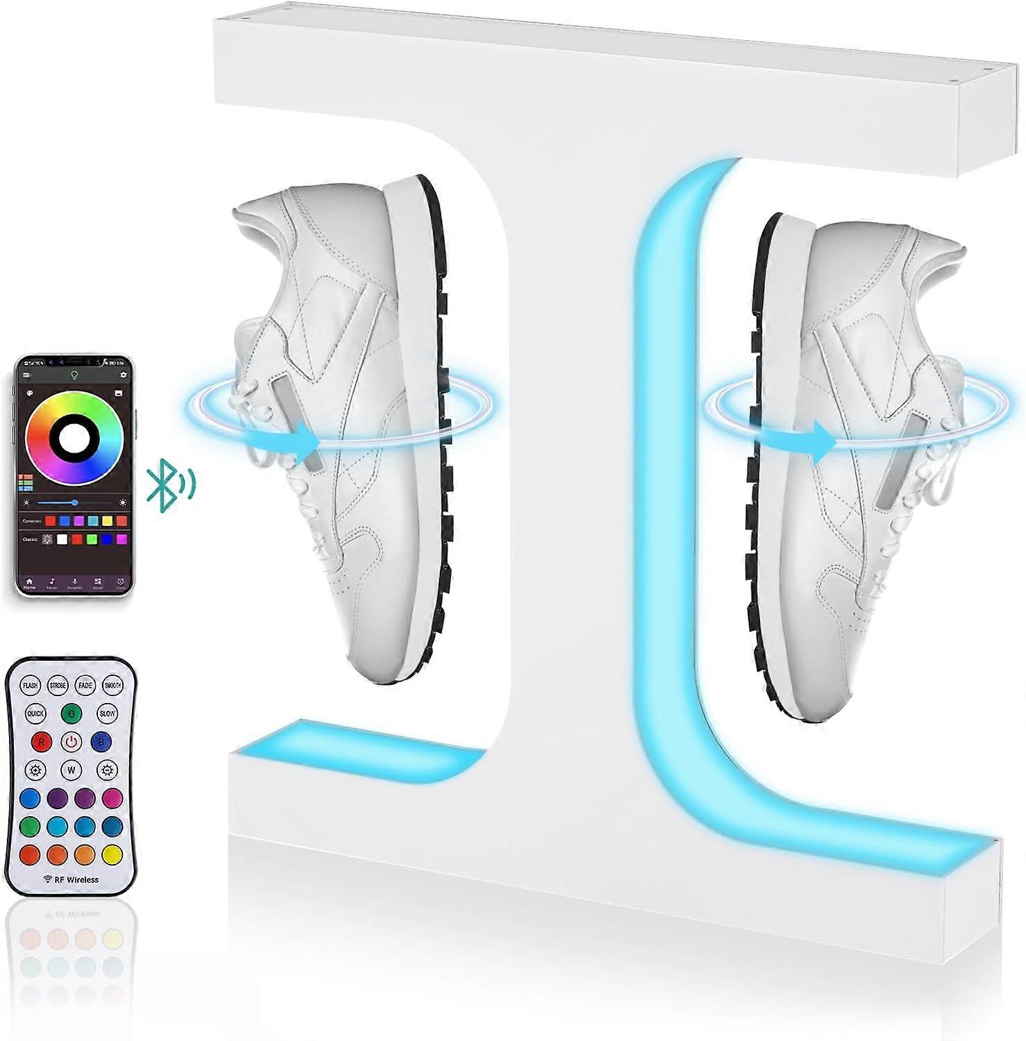 Display per scarpe galleggianti con display per scarpe levitanti a LED colorati Display per sneaker levitante a 360 gradi (nero) Bianco