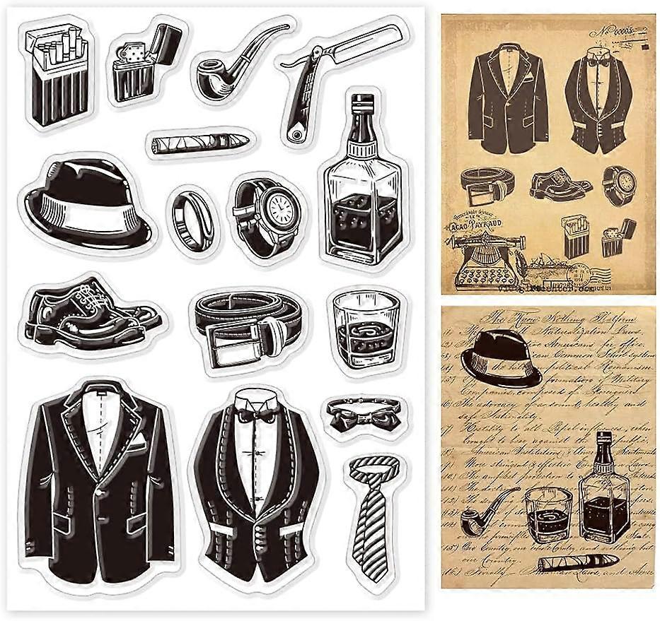 1Sheet Vintage Gentlemen's Clothe Silicone Clear Stamp