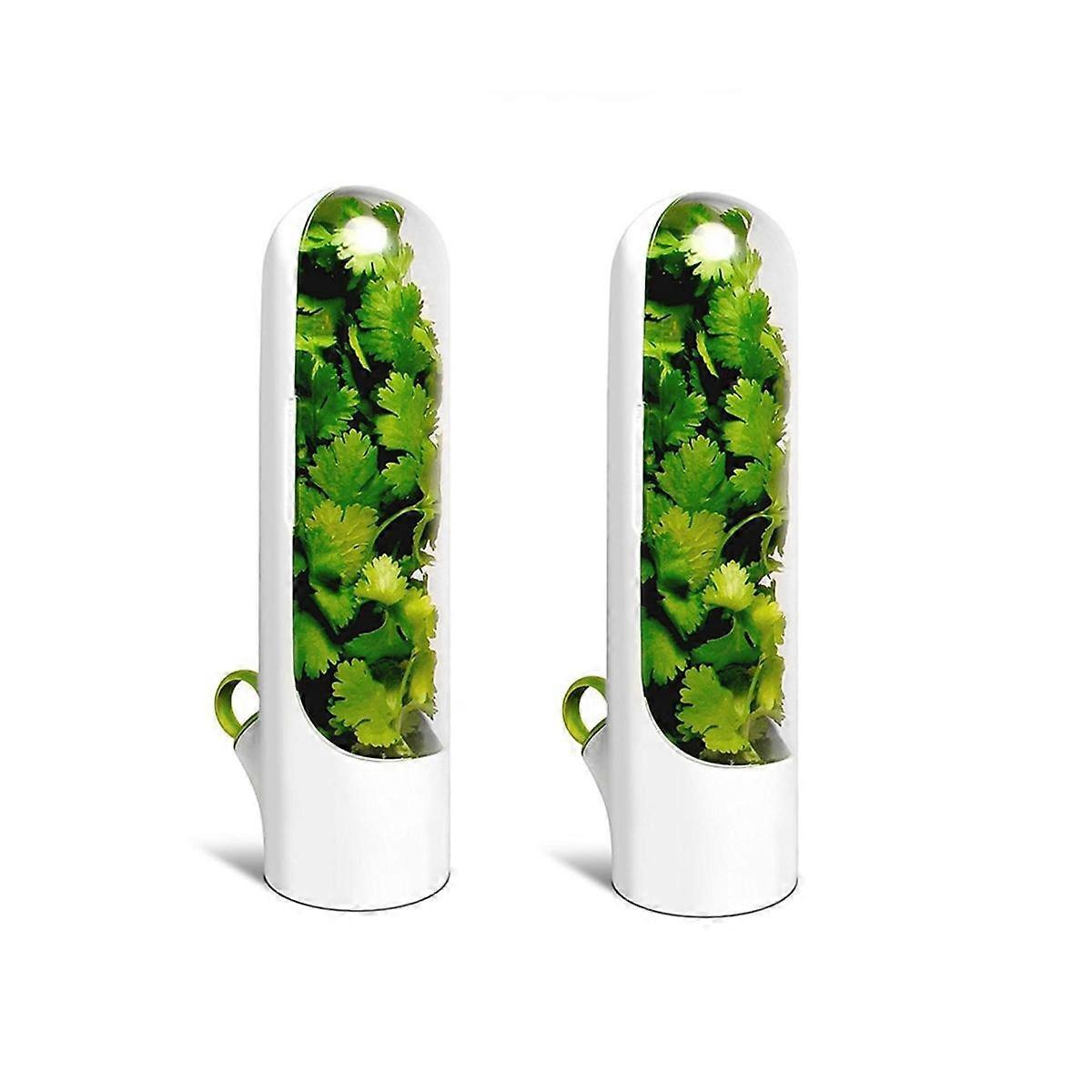 2PCS Capsule Case -Keeping Box Cup Type Food Storage Container Vegetable Preservation for Dill Cori