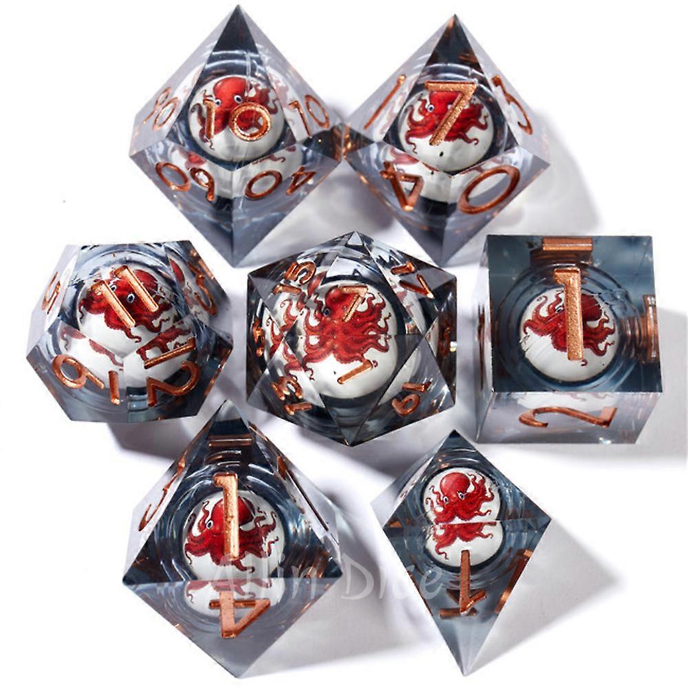 Octopus Dice Resin Dice Set Rpg Dnd Kocka Set Core mozgatható poliéderes kocka Dungeons és sárkány Coc Dice szerepjáték Állati kocka