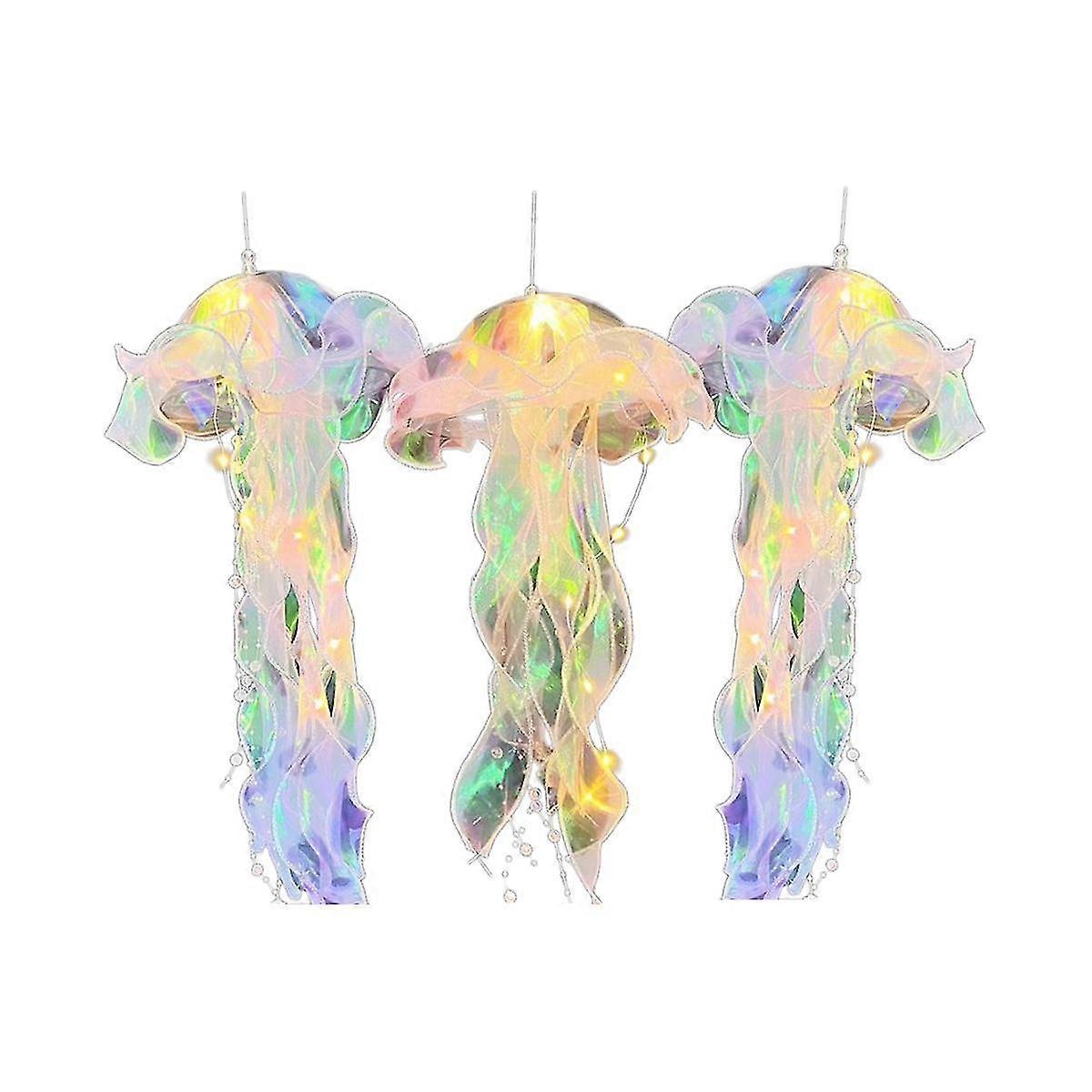 Little Mermaid New Portable Luminous Jellyfish Led Lantern Colorful Ribbon Flashing Light Small Mer