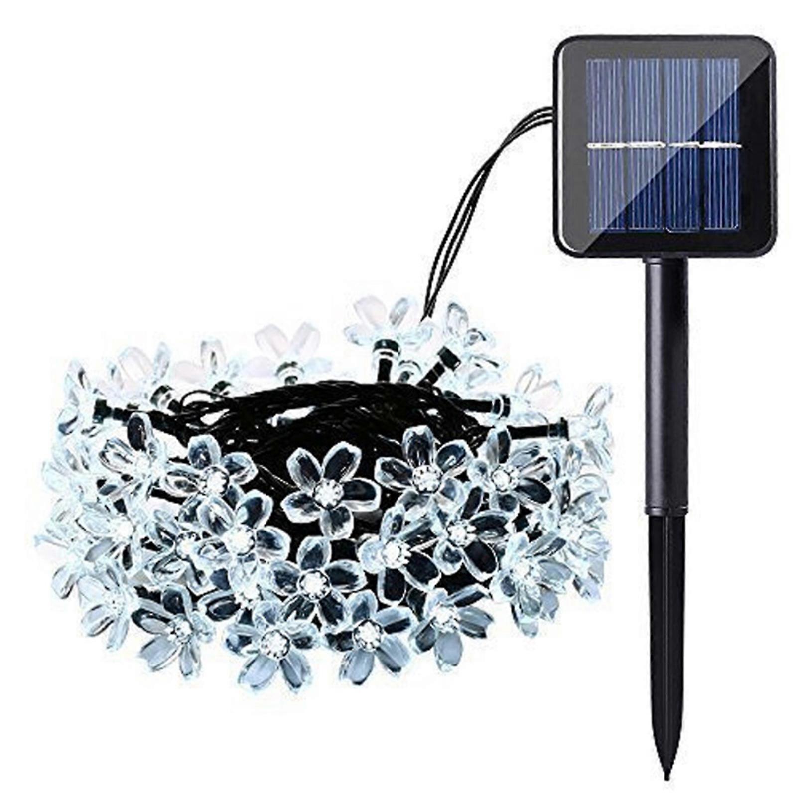 Spring Artificial Rose Solar Garden Decorative Strings 50 LED Lights for Walkway Patio Lawn Party 7m