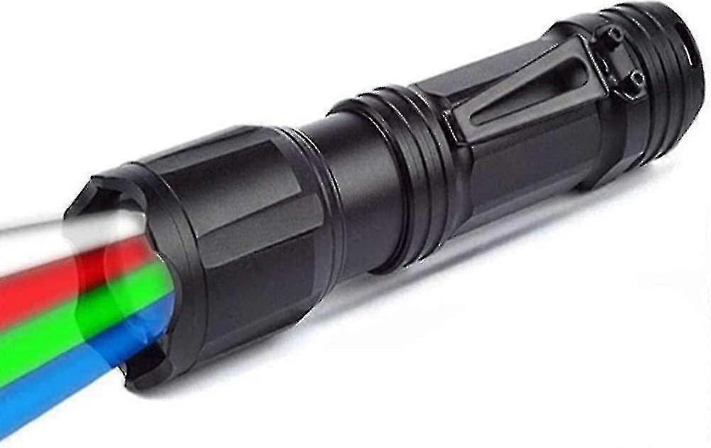 مصباح جيب تكتيكي LED مع أحمر أزرق أبيض أبيض ، 4 ألوان في 1 مصباح متعدد الوظائف مقاوم للماء متوافق مع الرؤية الليلية وصيد الأسماك والمخيم