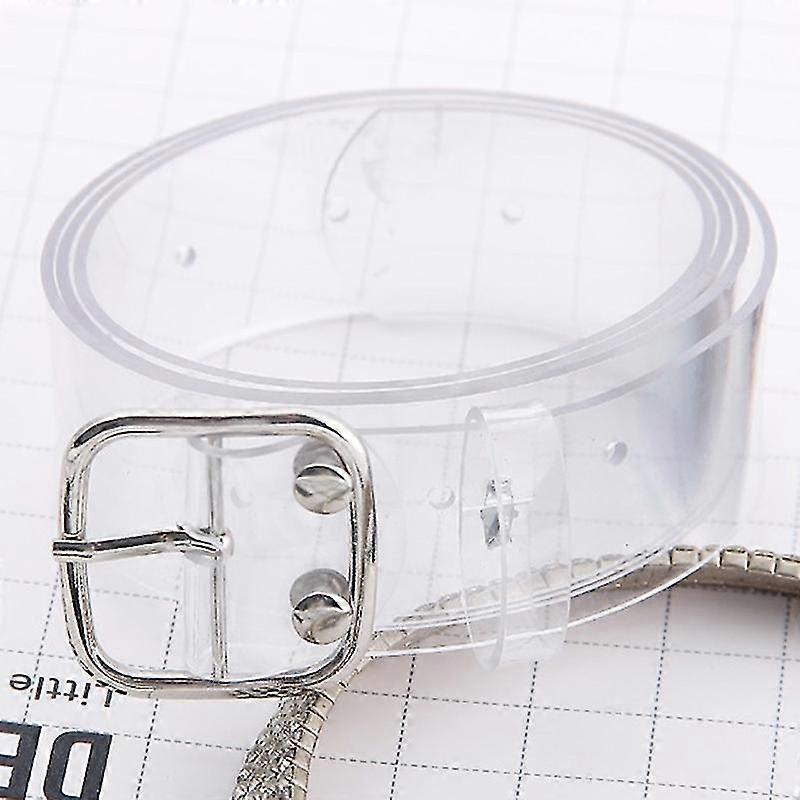 Womens Pin Buckle Transparent Wide Belts Invisible Clear Waistband