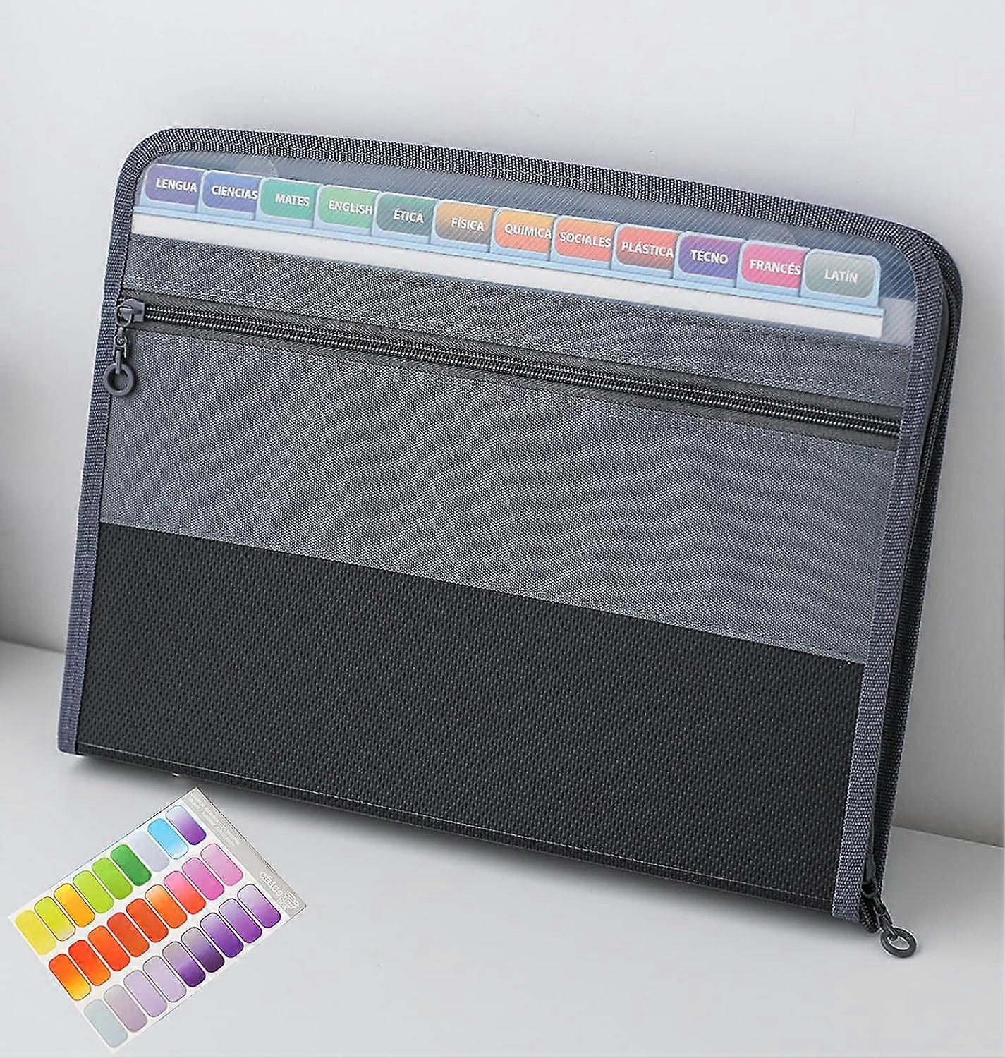 Accordion Expansion Folder 13 Pockets with Zipper A4 Size 27 Multicolor Labels for Home Office School (Black),2024 Ping