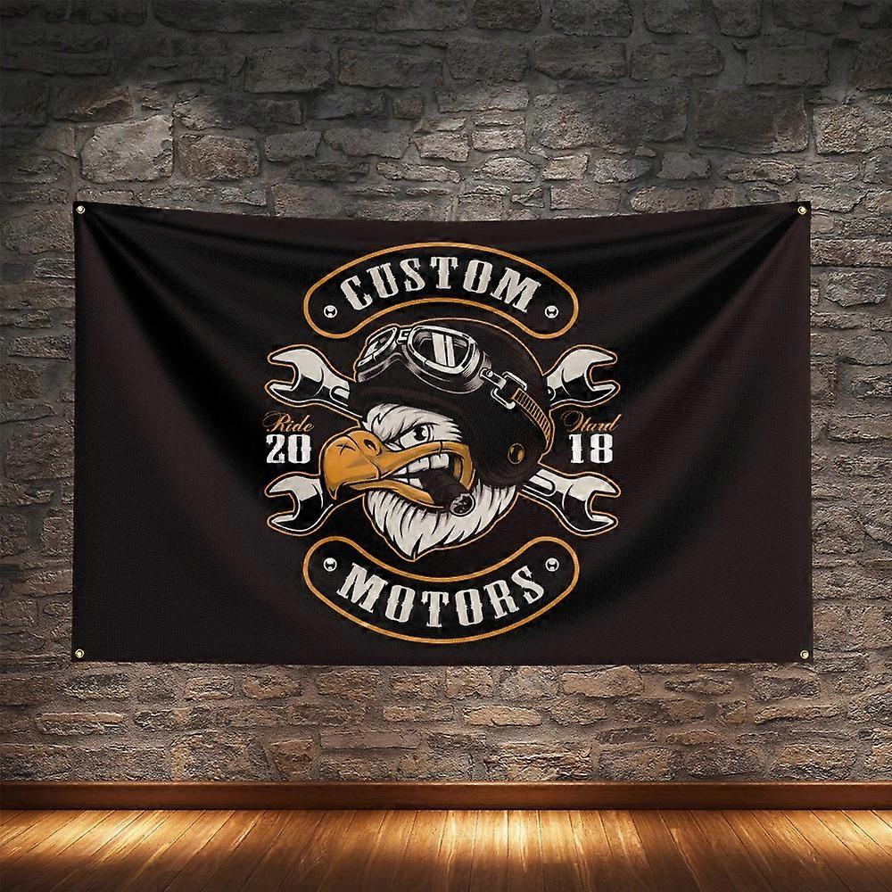 Custom Motorcycle Flag Polyester Digital Printing Classic Moto Banner