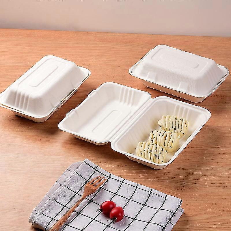 Wabjtam Clamshell Take Out Food Container 10 Pack, 7.2x5.3" Compostable Food Container, Disposable To Go Boxes, Made From Eco-friendly Biodegradable S