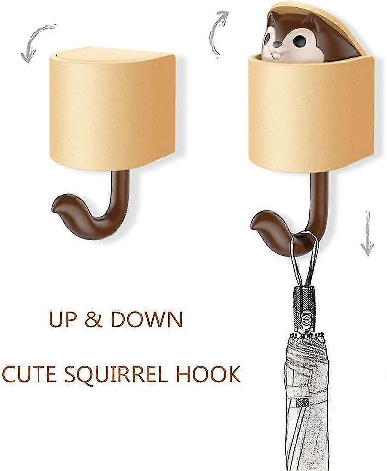 Cute Cartoon Squirrel Wall Hooks Pop-up Smile Squirrel Adhesive Hooks