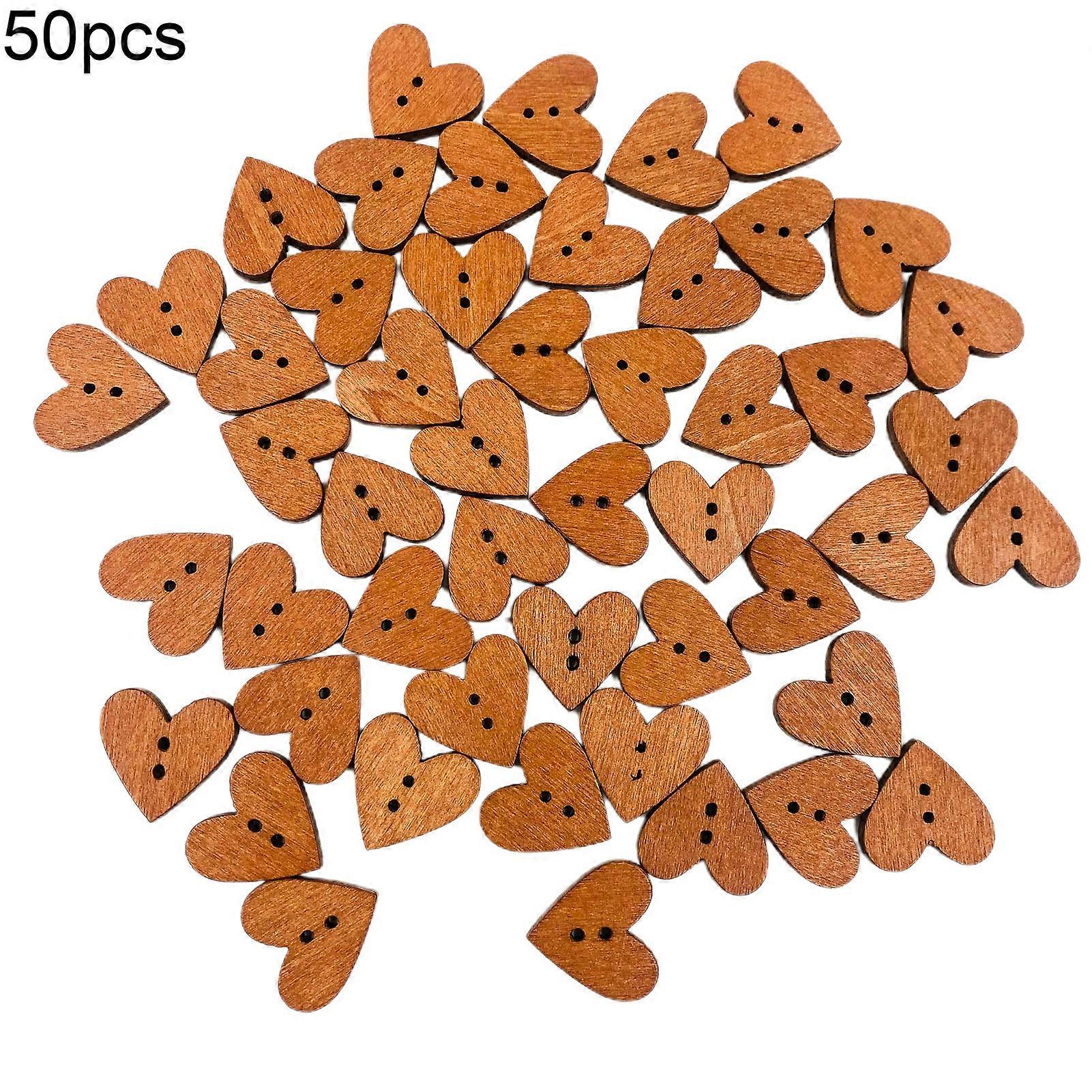 50Pcs/Bag Heart Button Practical DIY Wood Cute Cartoon Pet Clothes Button for Home