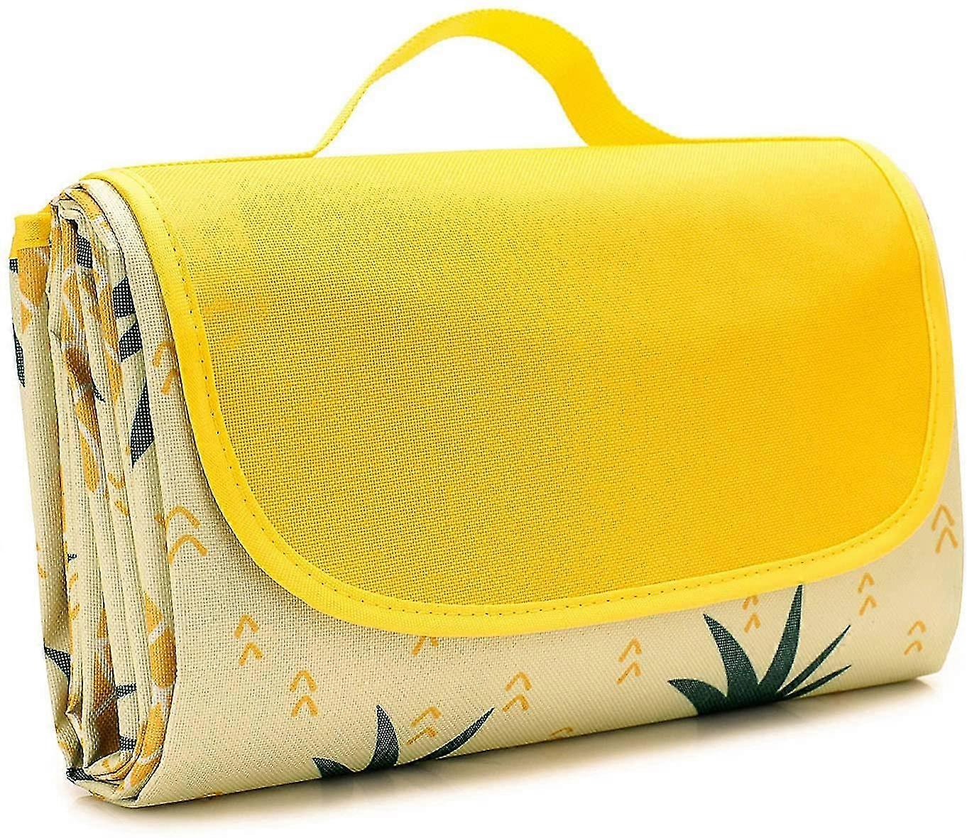 Picnic Blanket, Jolintek Foldable Beach Mat, 150 X 200 Cm Waterproof Camping Blanket For Camping, Park, Beach, Garden(pineapple)