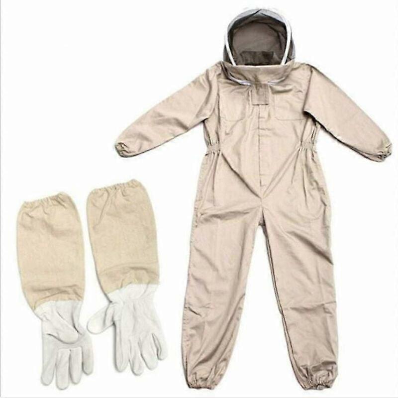 Professional beekeeper coverall with self-supporting veil L brown