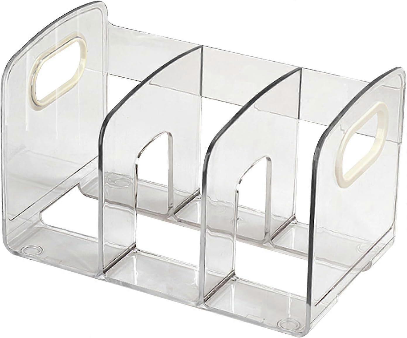 Clear Acrylic File Organizer for Office, 3 Section Book Paper Storage Dividers with Side Handle, Vertical Envelope File Holder