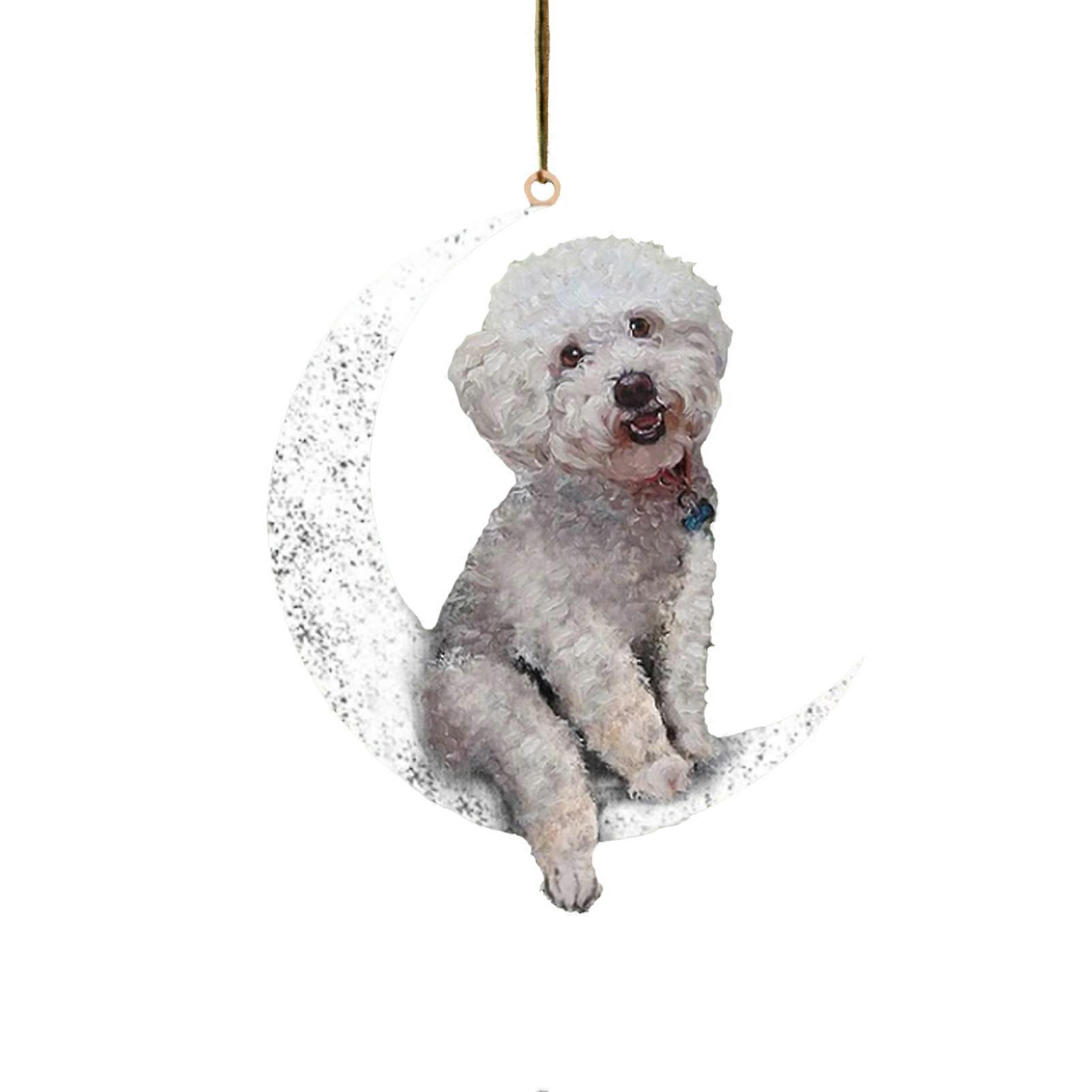 Attractive Pendant Decor with Lanyard Arcylic Dog Sitting On The Moon Hanging Pendant for Home KAESI